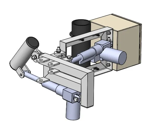 Modelo 3D del posicionador con el pipe de antena y los actuadores de pan y tilt